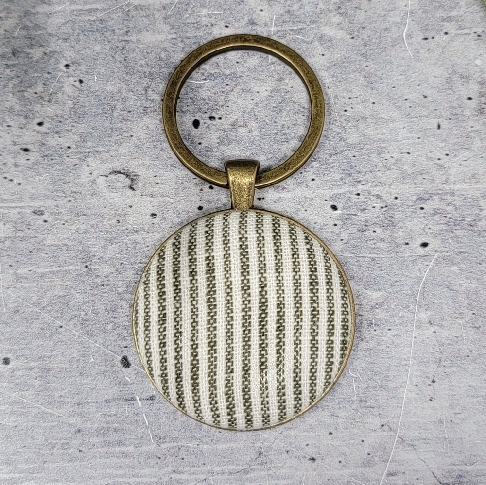New Handmade | Striped Fabric Button Keychain